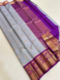 Steel Blue with Deep Violet Copper Zari Border