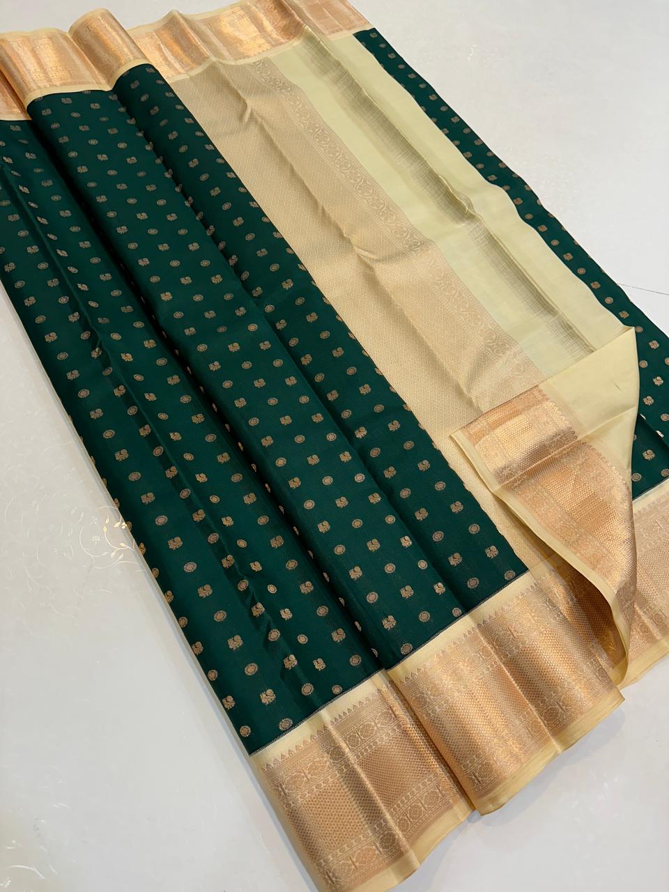 Deep Forest Green with Champagne Gold All-over Buttas