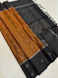 Mustard Gold with Black Silver Zari Pallu