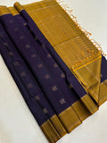 Deep Navy with Golden Mustard Temple Zari Pallu