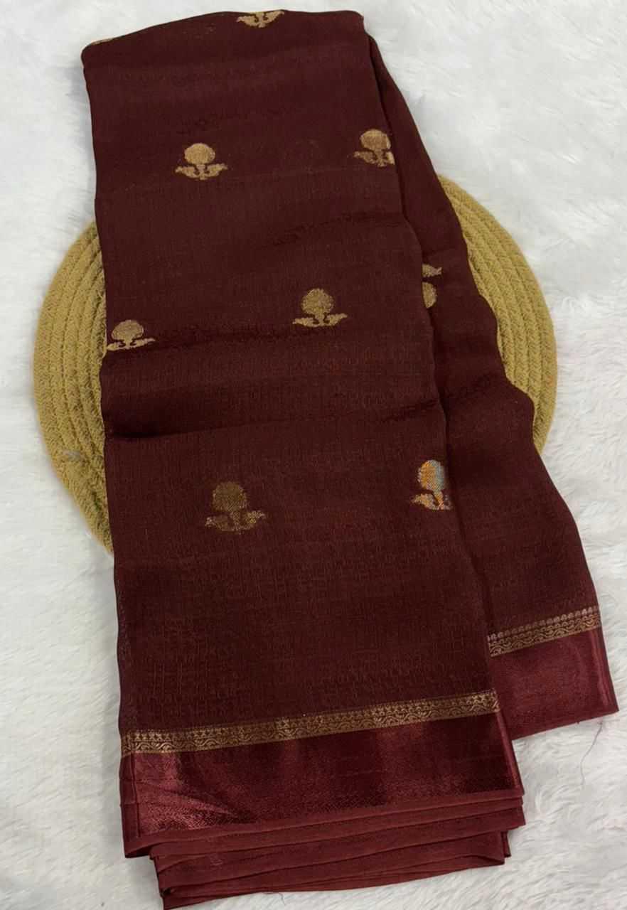 Maink Pure Viscose Khadi Silk Saree | Satin Border Jacquard