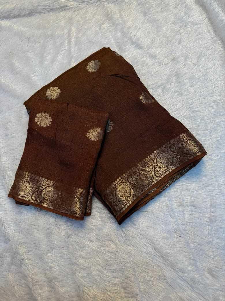 KESH604 Aboli Khadi Cotton Saree Chocolate Brown fabric detail