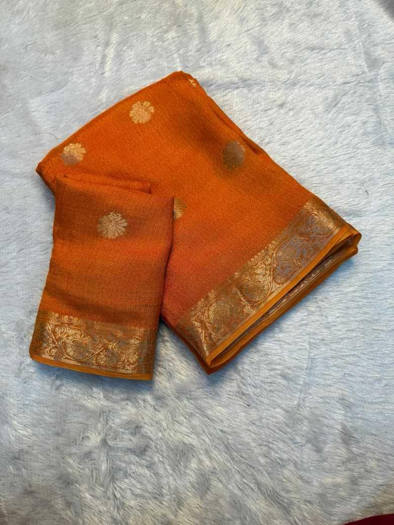 KESH604 Aboli Khadi Cotton Saree Orange folded