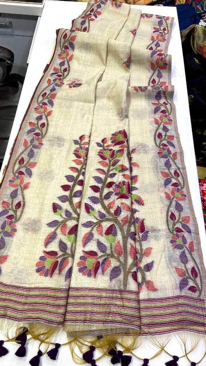 Red Munga Silk Ajrakh Print Saree - Seated
