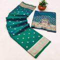 Teal Blue-Green Kalanjali Paithani Silk Saree - Full View