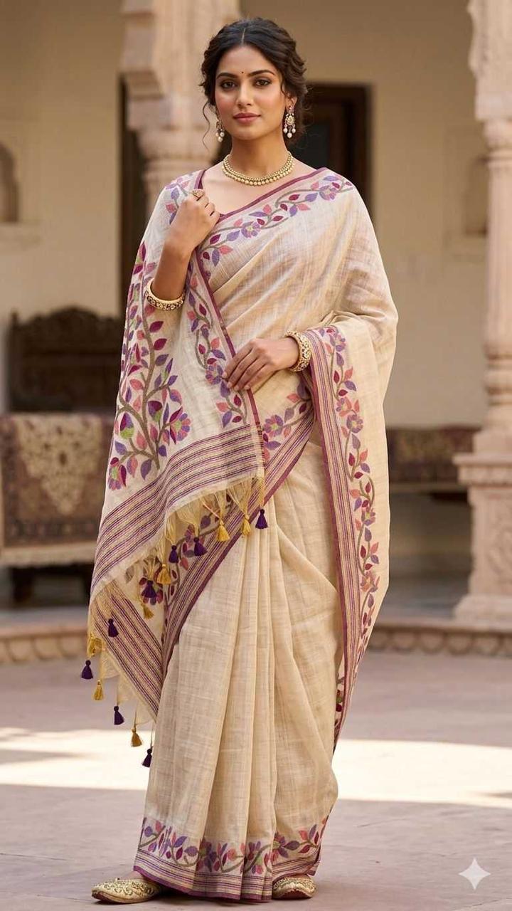 Black Munga Silk Ajrakh Print Saree - Varahi Elegance