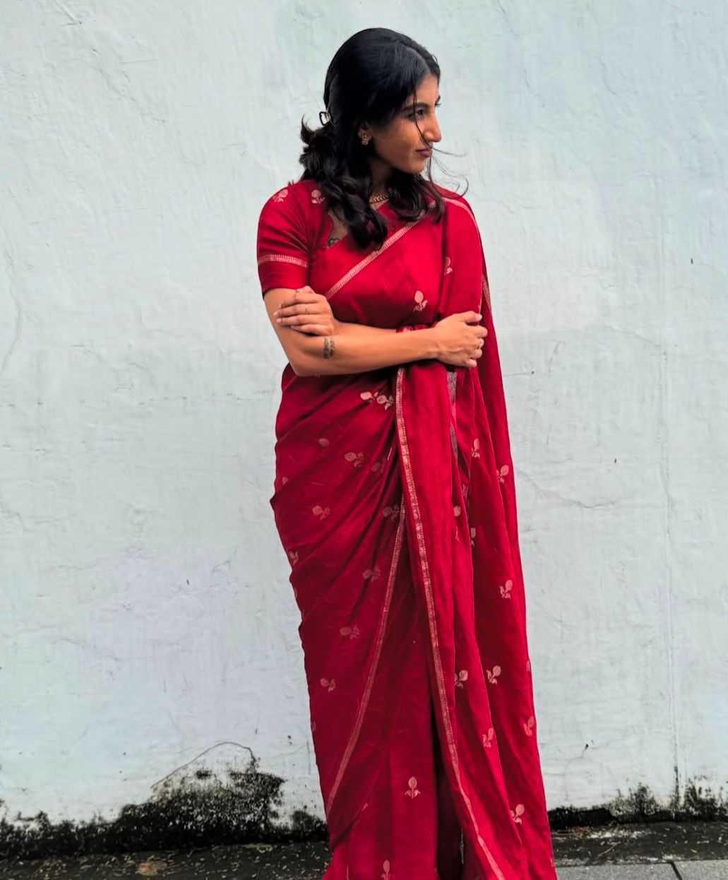 Burnt Orange Viscose Khadi Silk Saree - Varahi Elegance